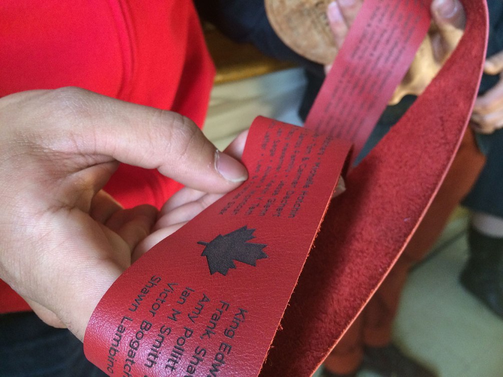 Names of those who contributed to the #ThanksGilmore campaign are printed on the medal strap. 