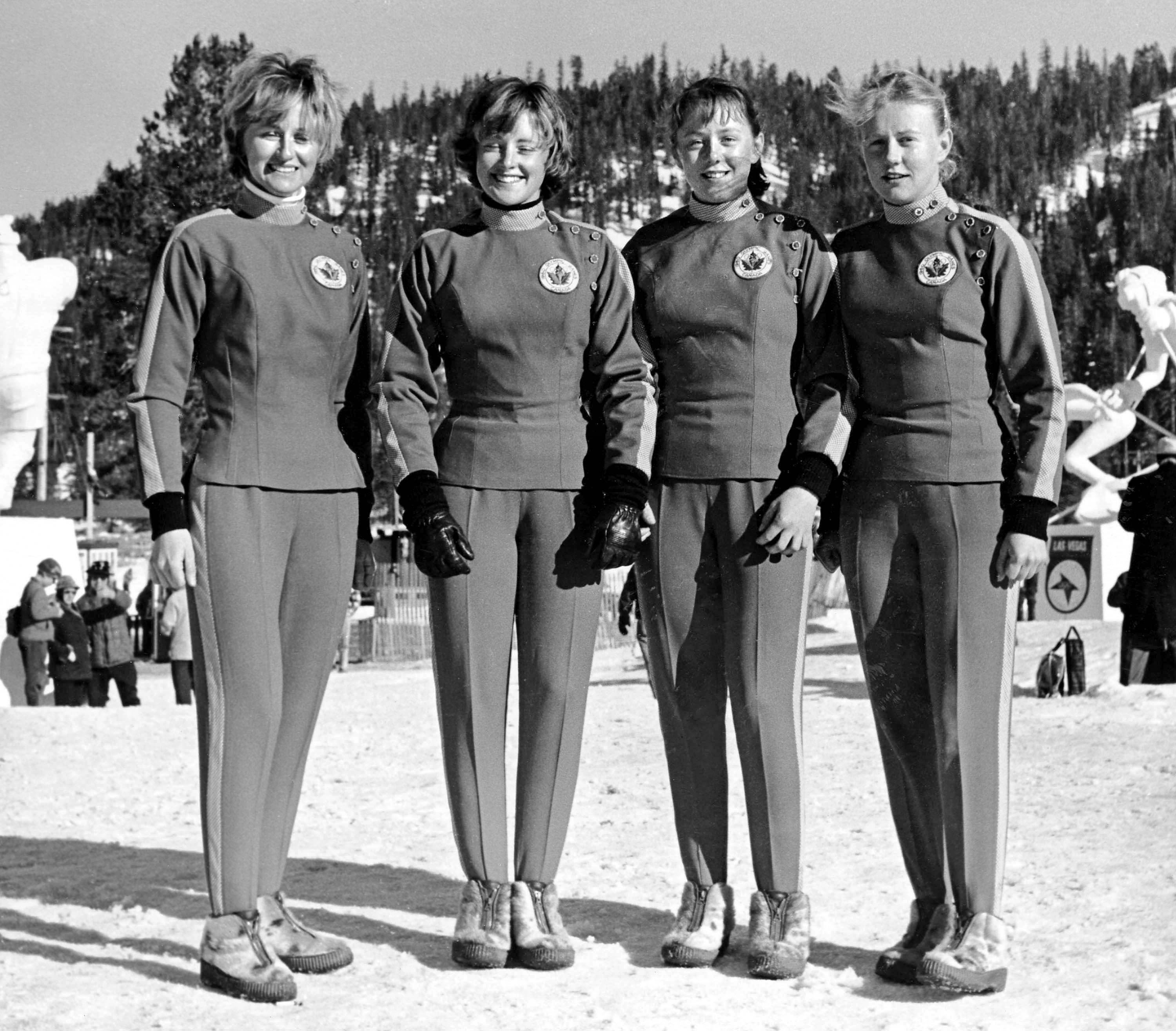 Ann Heggtveit, Nancy Holland, Nancy Greene and Elizabeth Greene