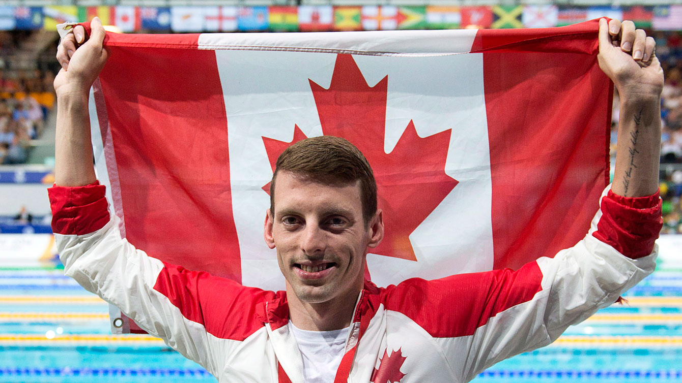 Ryan Cochrane après sa victoire au 400 m libre.