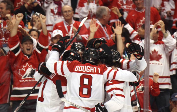 Corey Perry, Patrick Marleau , Drew Doughty et Duncan Keith