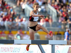 Genevieve Lalonde Geneviève Lalonde lors de l'épreuve du steeple aux Jeux panaméricains de Toronto en 2015.