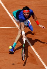 contre le Slovaque Andrej Martin au troisième tour de Roland-Garros le vendredi 27 mai 2016 à Paris.