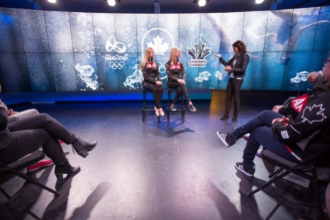 _D1_0391 Jacqueline Simoneau et Karine Thomas lors du dévoilement de l'équipe de nage synchronisée qui représentera le pays à Rio 2016.