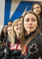 Les joueuses lors de l'annonce de l'équipe de basketball féminin pour Rio 2016, le 22 juillet.