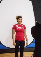 Miah-Marie Langlois lors d'une séance photo après l'annonce de l'équipe de basketball féminin, le 22 juillet 2016.