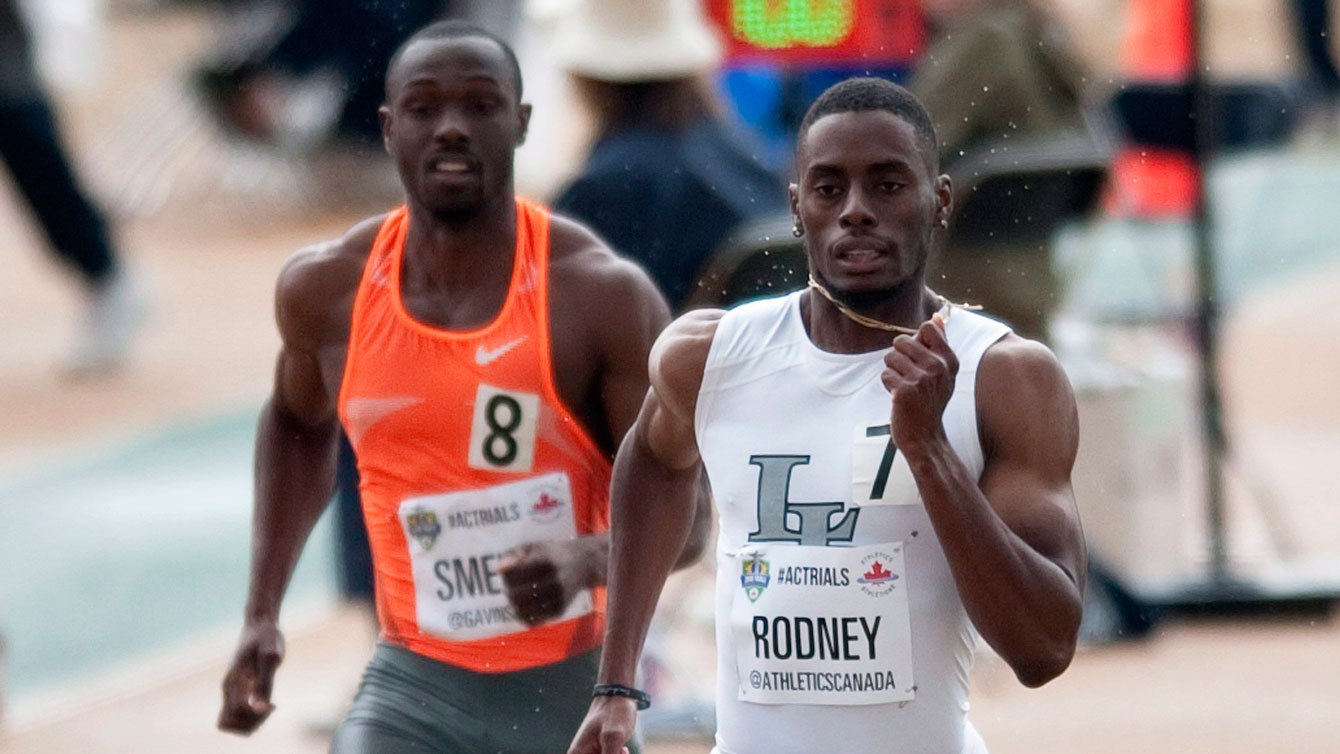 Brendon Rodney lors des Essais olympiques d'Athlétisme Canada, le 10 juillet 2016.