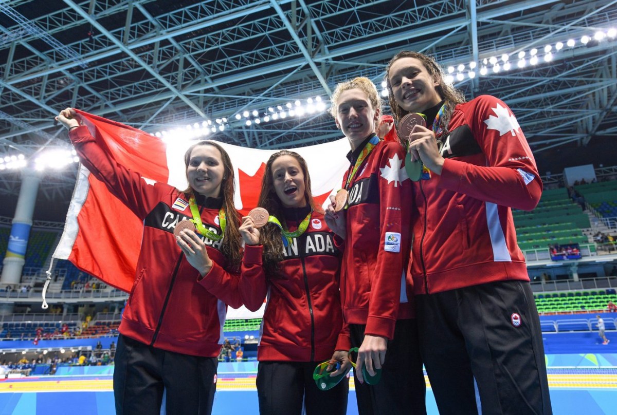 Katerine Savard, Taylor Ruck, Brittany MacLean et Penny Oleksiak