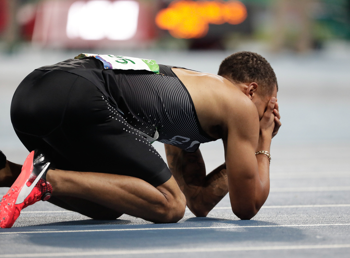 Andre de Grasse en bronze à l'épreuve du 100 m lors des Jeux olympiques de 2016, à Rio. Photo : COC