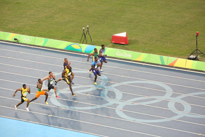 Andre de Grasse en bronze à l'épreuve du 100 m lors des Jeux olympiques de 2016, à Rio. Photo : COC