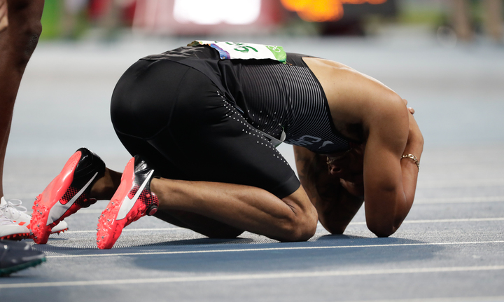 Andre de Grasse en bronze à l'épreuve du 100 m lors des Jeux olympiques de 2016, à Rio. Photo : COC