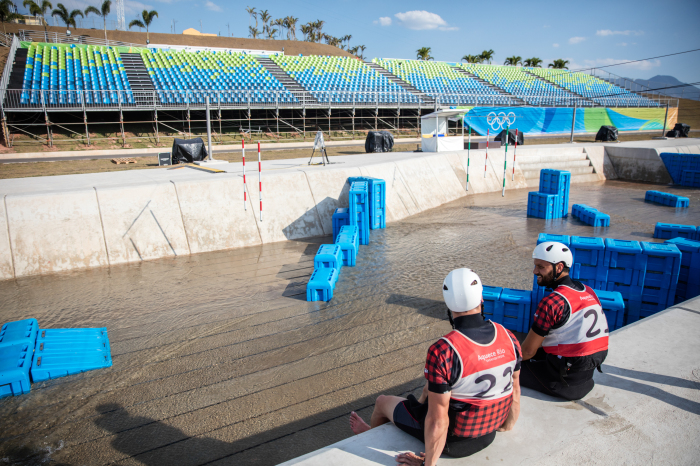 Cam Smedley et Michael Tayler au Stade des eaux vives dans la zone de Deodoro, Jeux olympiques de 2016, à Rio. David Jackson/ COC
