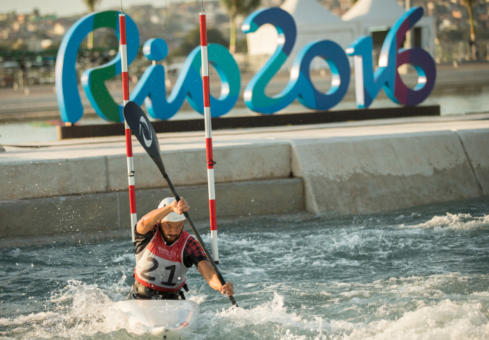 Cam Smedley et Michael Tayler au Stade des eaux vives dans la zone de Deodoro, Jeux olympiques de 2016, à Rio. David Jackson/ COC