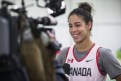 Kia Nurse répond aux questions des médias après l’entraînement d’Équipe Canada. COC Photo/David Jackson