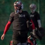 Le gardien David Carter en action lors d’un match amical contre la Nouvelle-Zélande aux Jeux olympiques de 2016, à Rio. COC Photo by Jason Ransom