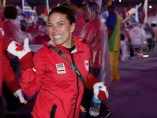 Roseline Filion, médaillée de bronze à la plateforme du 10 m synchronisé, lors de la cérémonie de clôture des Jeux olympiques de Rio 2016. Photo : COC