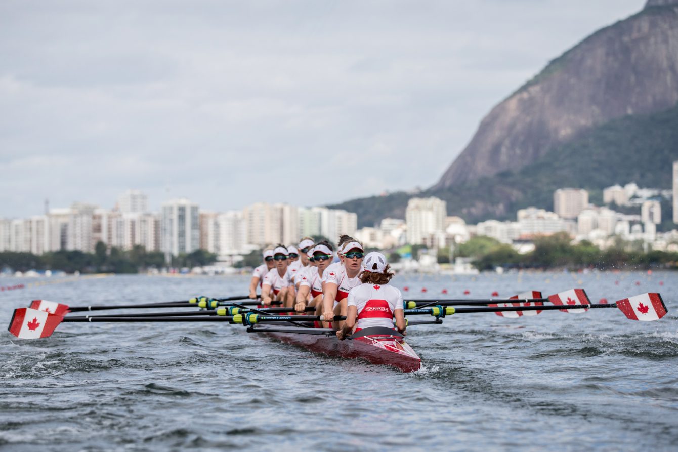 Cristy Nurse, Lisa Roman, Ante von Seydlitz, Christine Roper, Lauren Wilkinson, Susanne Grainger, Natalie Mastracci, Caileigh Filmer et Lesley Thompson-Willie, Rio 2016. 11 août 2016. Photo du COC/David Jackson