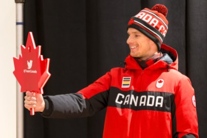HBC Canada Kit Launch Max Parrot lors du dévoilement de la collection d'Équipe Canada pour PyeongChang 2018, à Toronto, le 3 octobre 2017. (Photo : COC)
