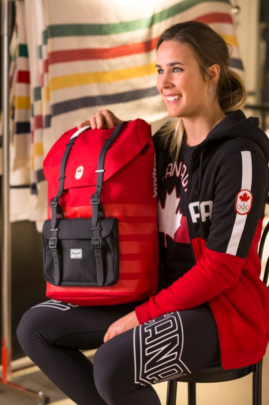 HBC Canada Kit Launch Marie-Michèle Gagnon lors du dévoilement de la collection d'Équipe Canada pour PyeongChang 2018, à Toronto, le 3 octobre 2017. (Photo : COC)