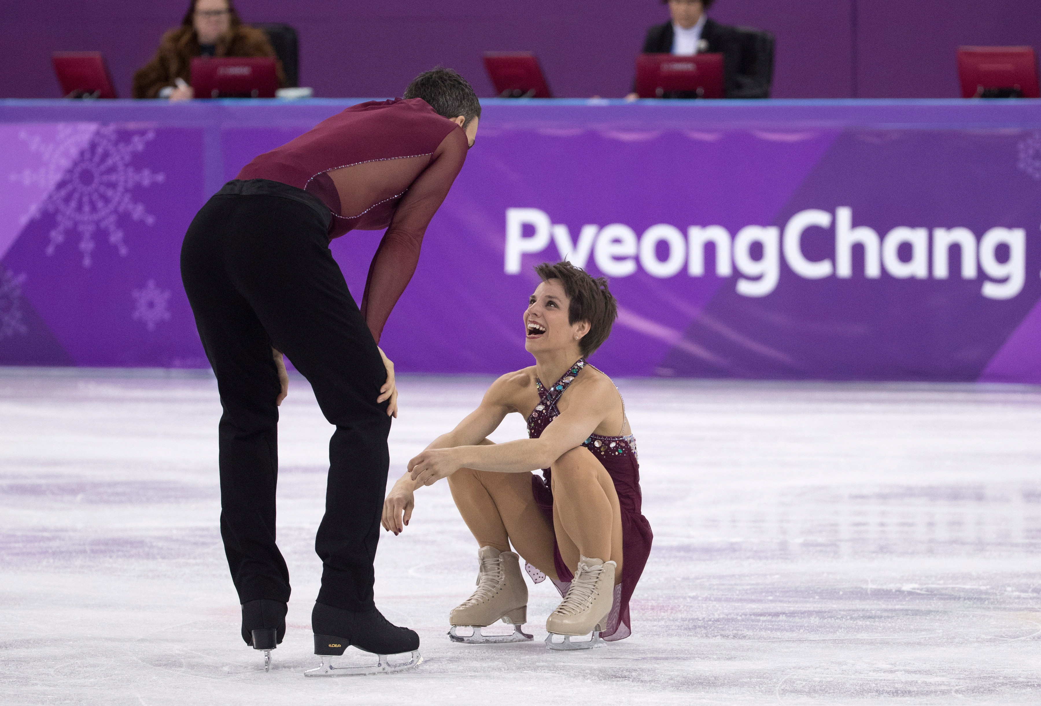 Meagan Duhamel et Eric Radford aux Jeux olympiques de PyeongChang.