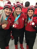 Kaillie Humphries, Meghan Agosta et Laura Fortino.