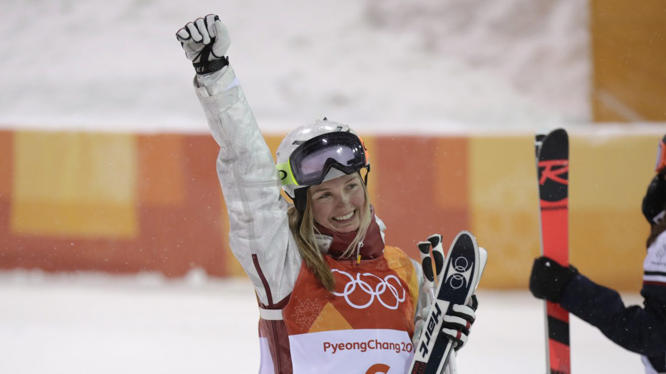 Justine Dufour-Lapointe après avoir terminé deuxième en bosses à PyeongChang 2018, le 11 février 2018. (Photo : Jason Ransom/COC)