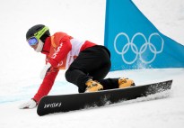 Darren Gardner à l'épreuve du slalom géant parallèle en snowboard. LA PRESSE CANADIENNE/HO - COC – Jason Ransom