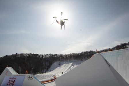 Alex Beaulieu-Marchand en action lors de la finale en ski slopestyle. (Photo/David Jackson)