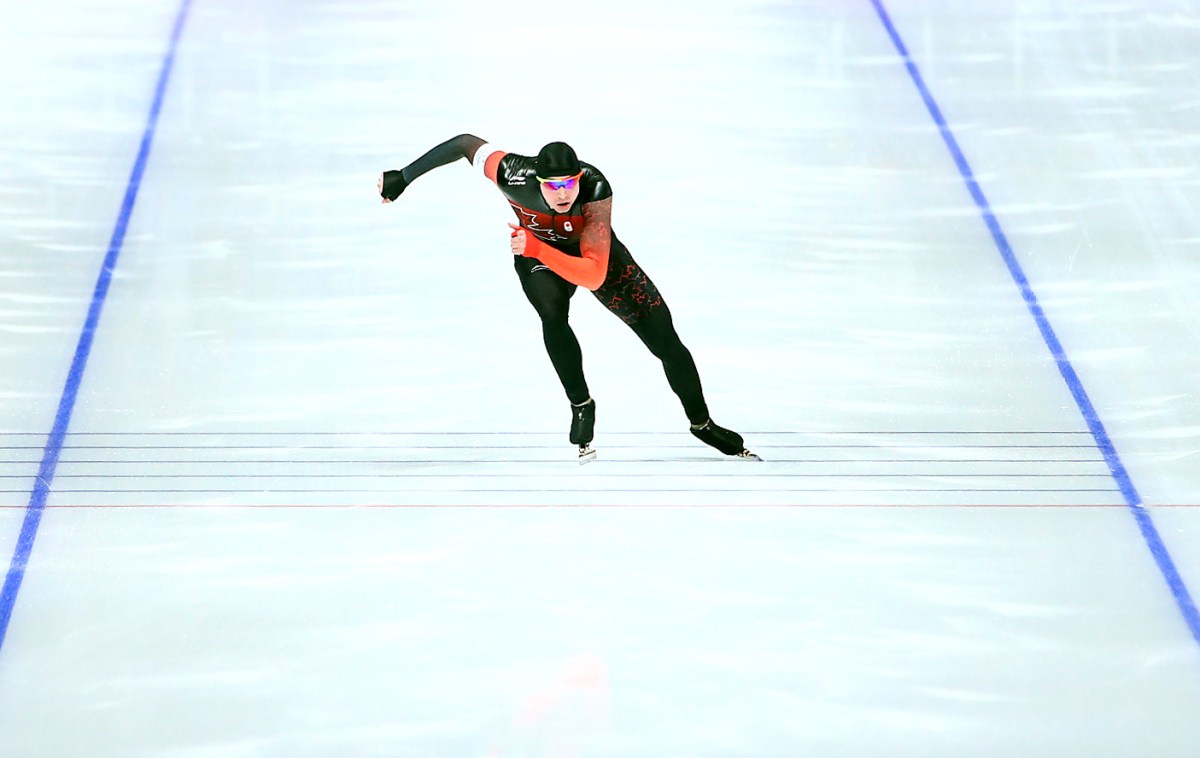 Alex Boisvert-Lacroix en action lors de la finale du 500 m. (Photo by Vaughn Ridley/COC)