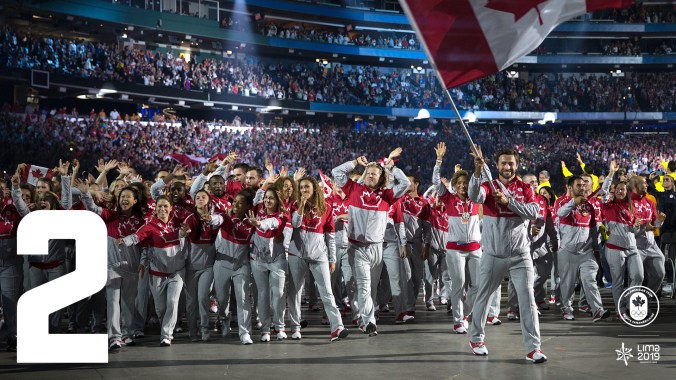 2-WIDE Saviez-vous que le Canada a participé à tous les Pan Am, sauf aux premiers? Nous avons accueilli les 5e, 13e et 17e éditions des Jeux, la dernière à Toronto en 2015, où Équipe Canada a remporté un record de 219 médailles (78 d’or, 70 d’argent, 71 de bronze)!