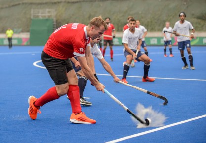 Équipe Canada Gordon Johnston hockey sur gazon Lima 2019 Gordon Johnston pendant un match de hockey sur gazon à Lima 2019