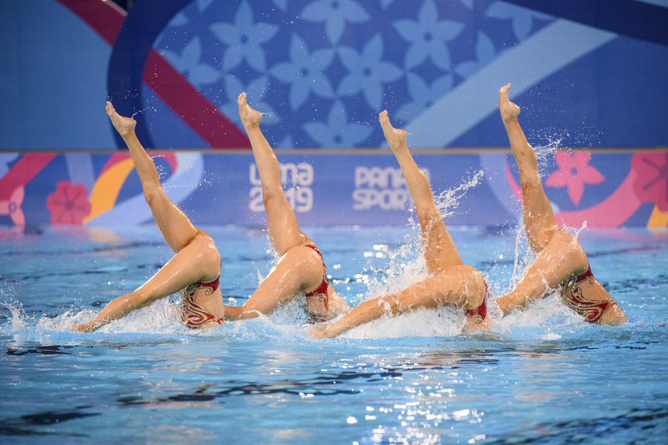 Équipe Canada lors de l'épreuve en équipe aux Jeux panaméricains de Lima, au Pérou, le 31 juillet 2019. Photo : Christopher Morris/COC