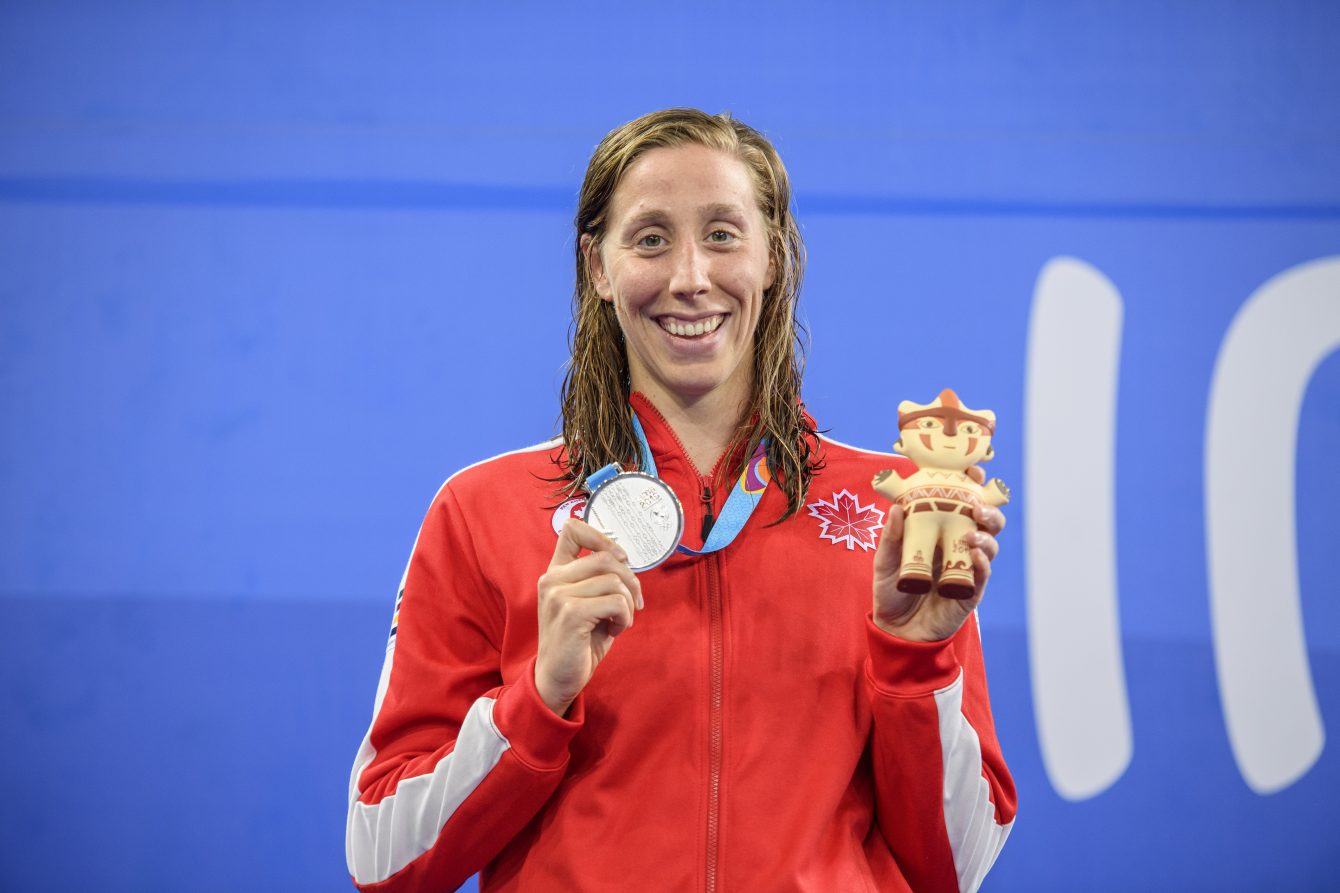 Alexia Zevnik remporte l'argent au 100 m style libre aux Jeux panaméricains de Lima, au Pérou, le 8 août 2019. Photo : Christopher Morris/COC