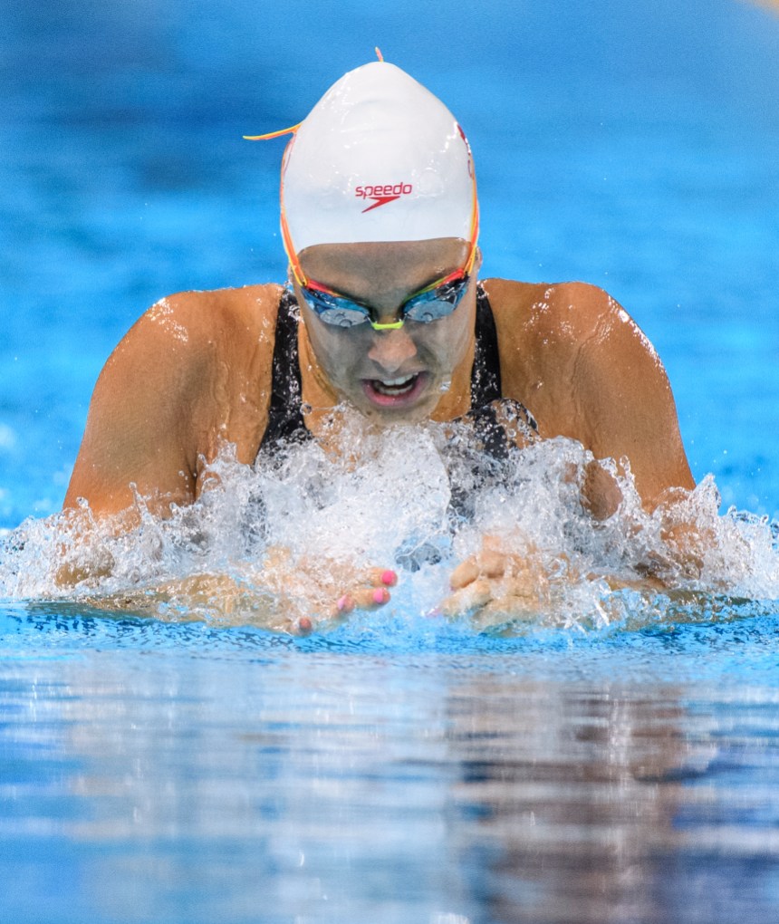 CJM_20190808_116 Mary-Sophie Harvey participe à la finale du 200 m brasse aux Jeux panaméricains de Lima, au Pérou, le 8 août 2019. Photo : Christopher Morris/COC