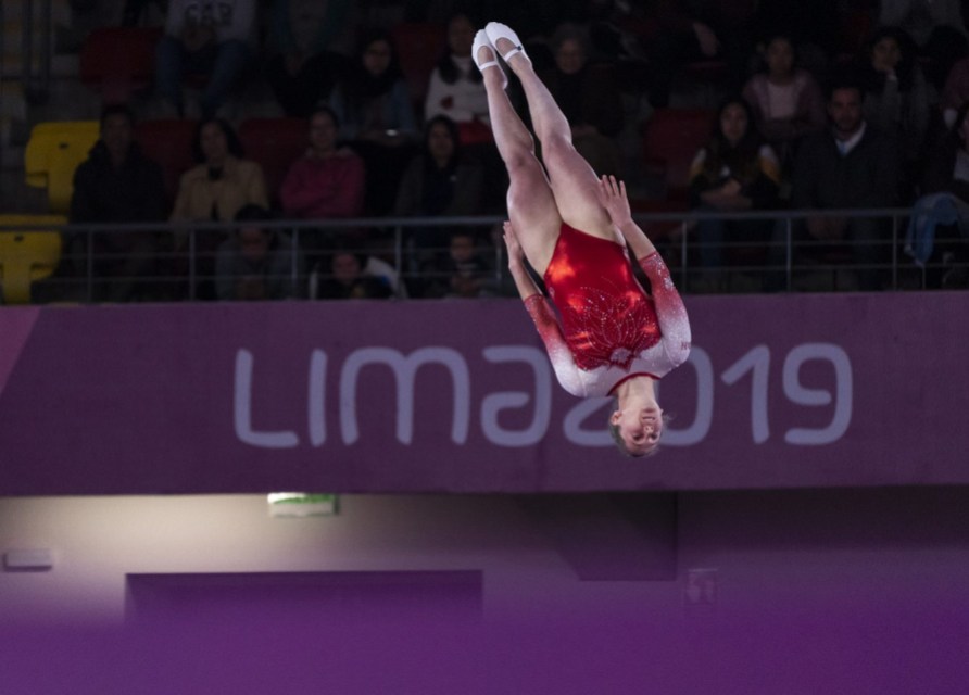 DAJ_20190805_133 (1) Samantha Smith lors des finales du trampoline féminin aux Jeux panaméricains de Lima, au Pérou, le 5 août 2019. Photo : David Jackson/COC