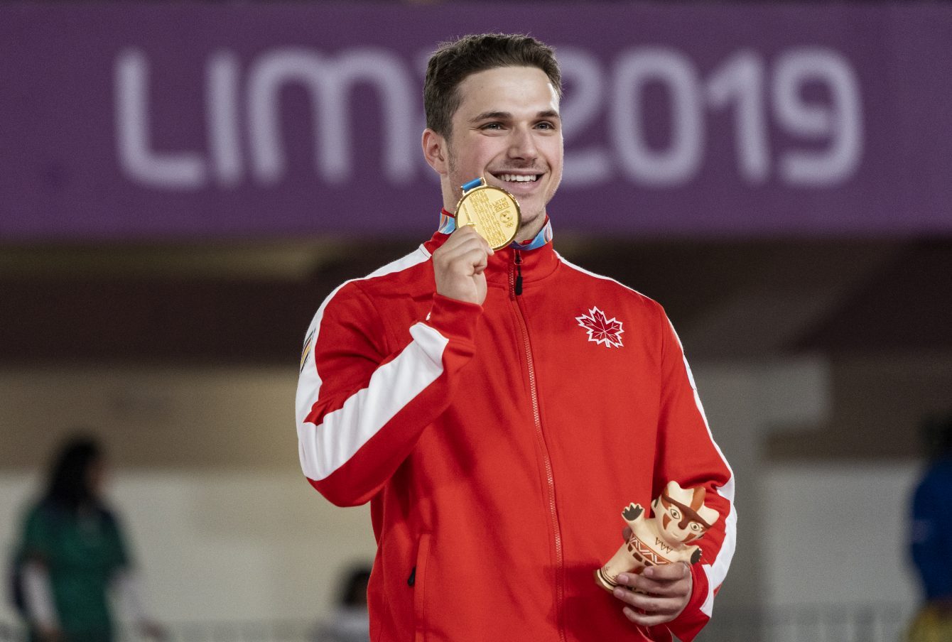 Jérémy Chartier remporte l'or en trampoline aux Jeux de panaméricains de Lima, au Pérou, le 5 août 2019. Photo David Jackson/COC