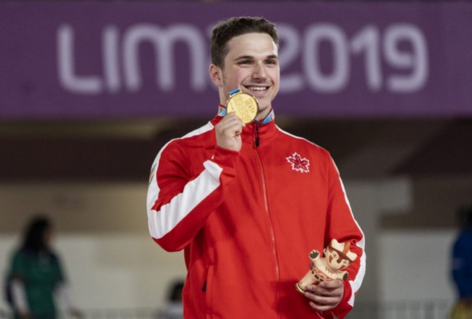 DAJ_20190805_67 Jérémy Chartier remporte l'or en trampoline aux Jeux de panaméricains de Lima, au Pérou, le 5 août 2019. Photo David Jackson/COC