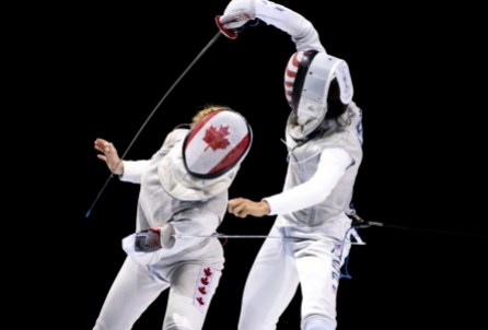 DAJ_20190808_76 Eleanor Harvey lors de la finale pour l'or contre les États-Unis au fleuret par équipes aux Jeux panaméricains de Lima, au Pérou, le 8 août 2019. Photo : David Jackson/COC