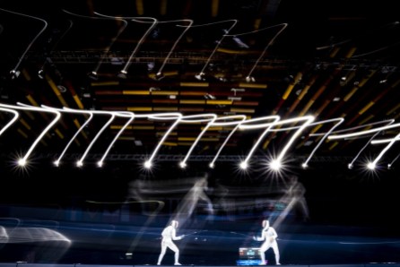 DAJ_20190808_79 Alanna Goldie lors de la finale pour l'or contre les États-Unis au fleuret par équipes aux Jeux panaméricains de Lima, au Pérou, le 8 août 2019. Photo : David Jackson/COC