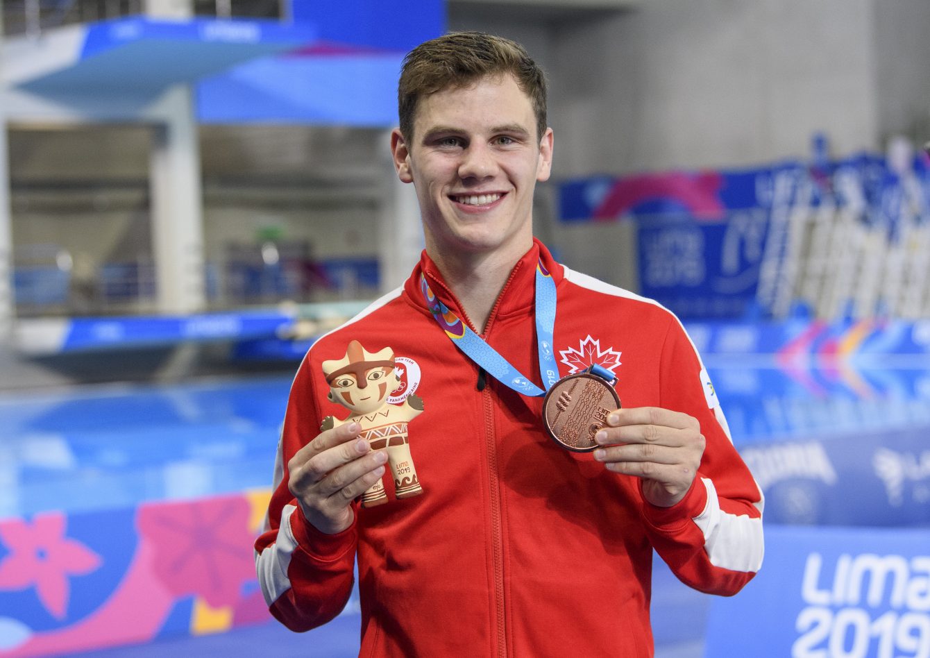 Vincent Riendeau et sa médaille de bronze au 10 m à Lima 2019