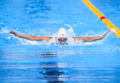 VEP_20190807_122 Danielle Hanus participe à la finale du 100 m papillon aux Jeux panaméricains de Lima, au Pérou, le 7 aoput 2019. Photo : Vincent Ethier/COC