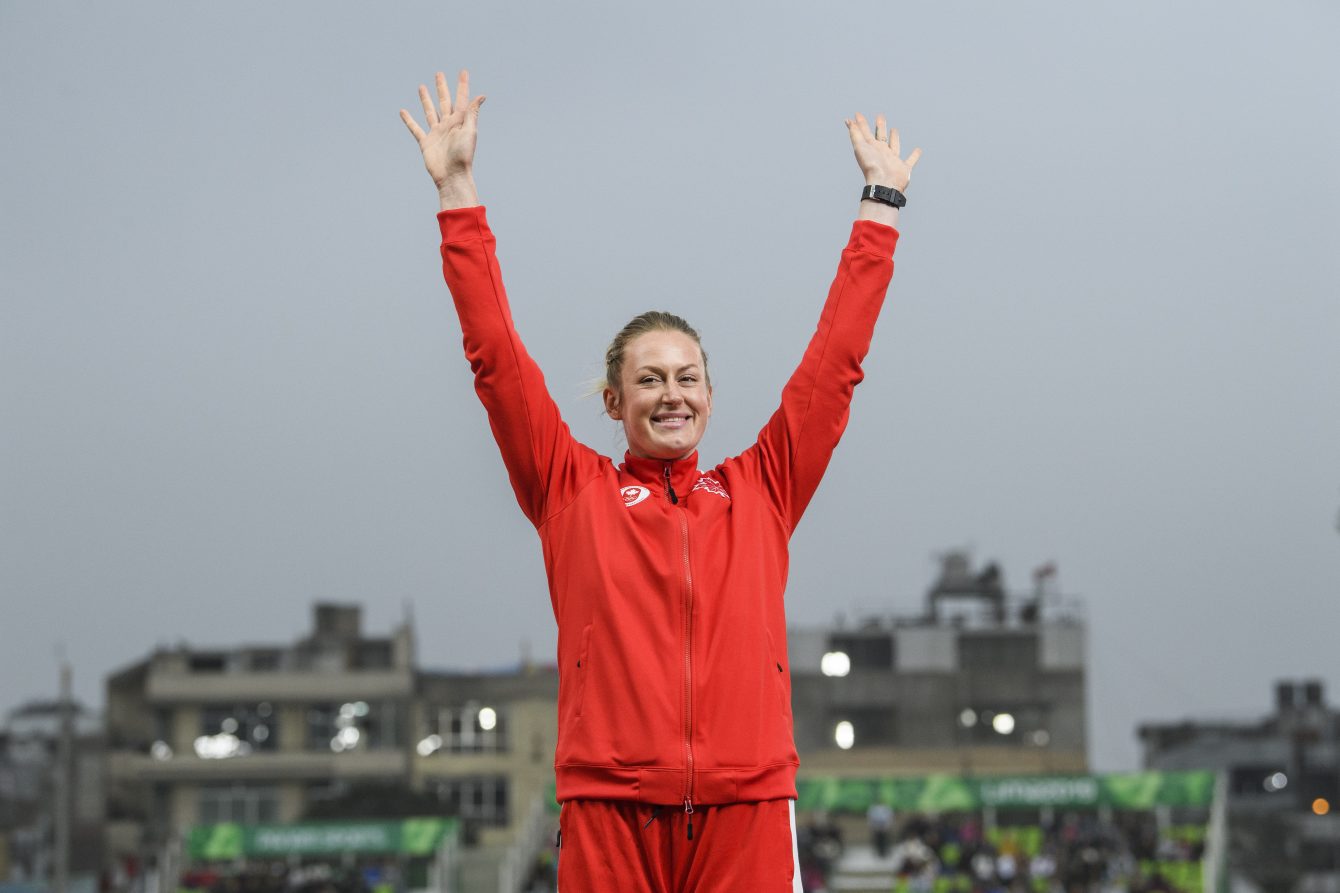 Elizabeth Gleagle a pris l'argent au javelot aux Jeux panaméricains de Lima, au Pérou, le 9 août 2019. Photo : Vincent Ethier/COC