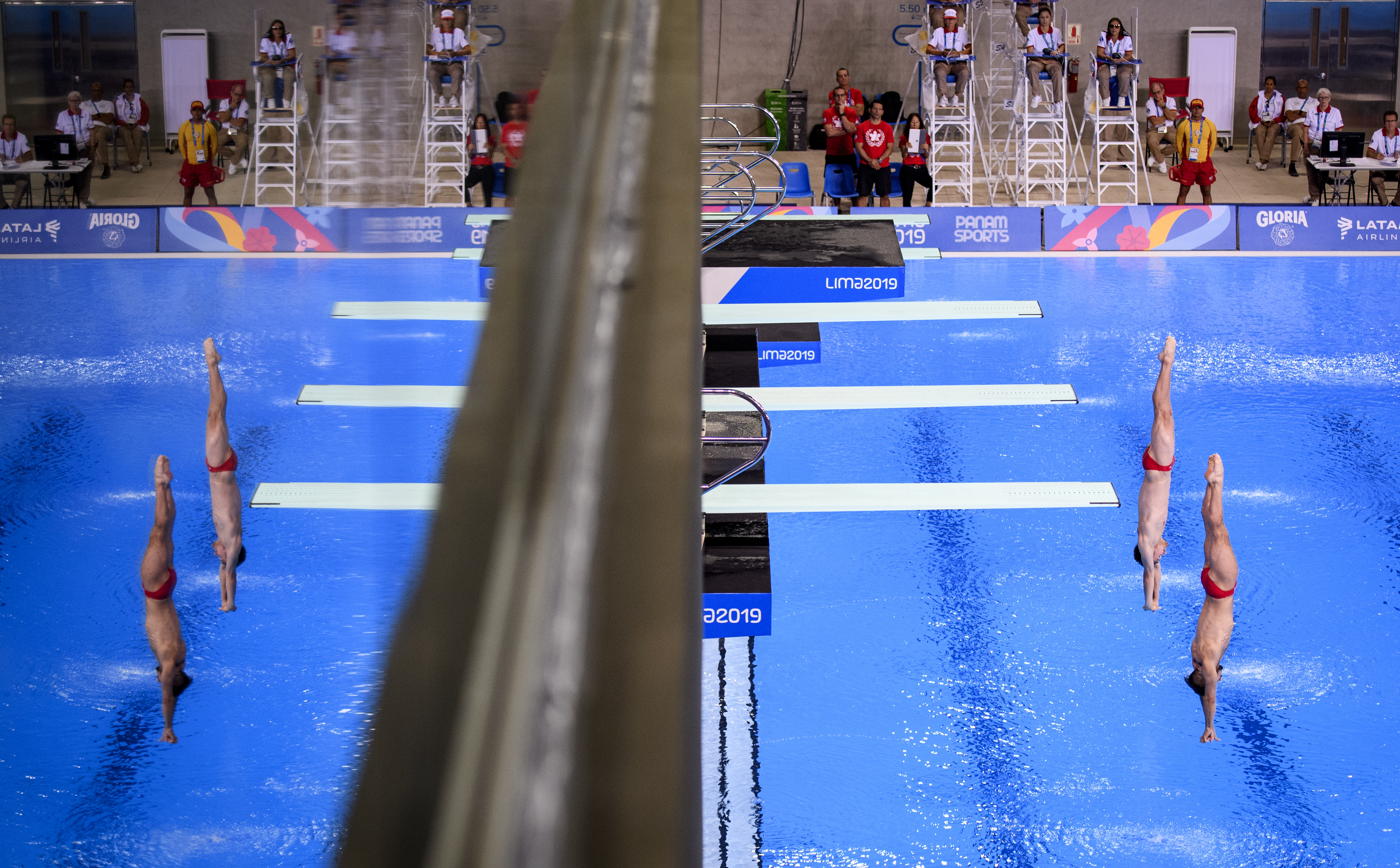Philippe Gagné et François Imbeau-Dulac en action au 3m synchronisé à Lima 2019