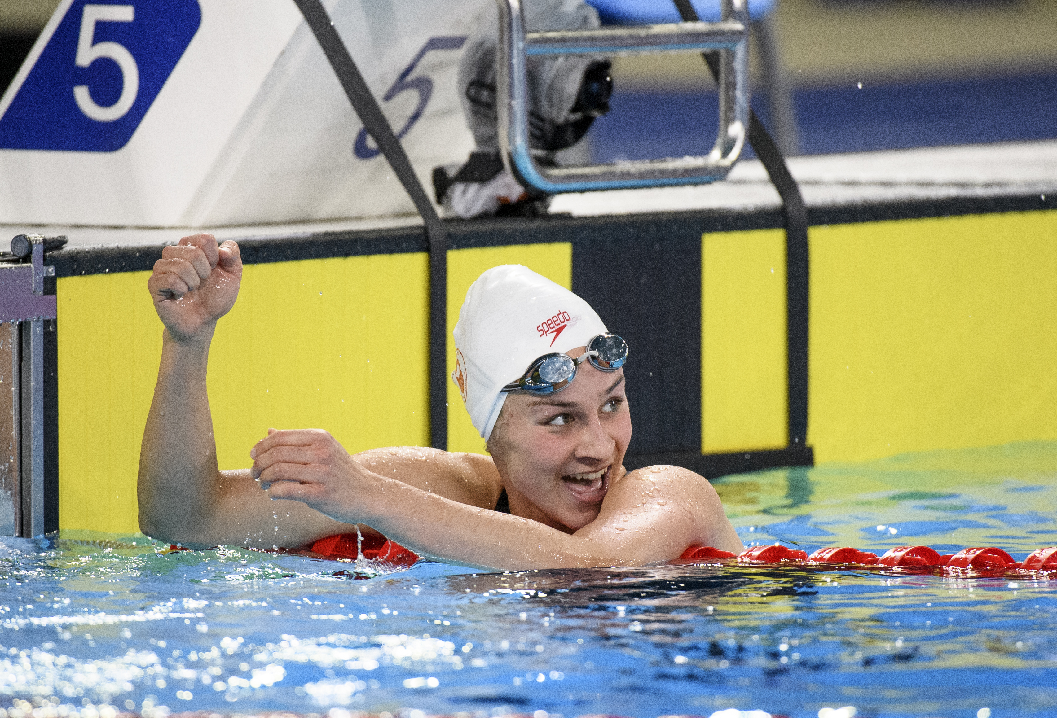 Danielle Hanus après le 100 m brasse à lima 2019