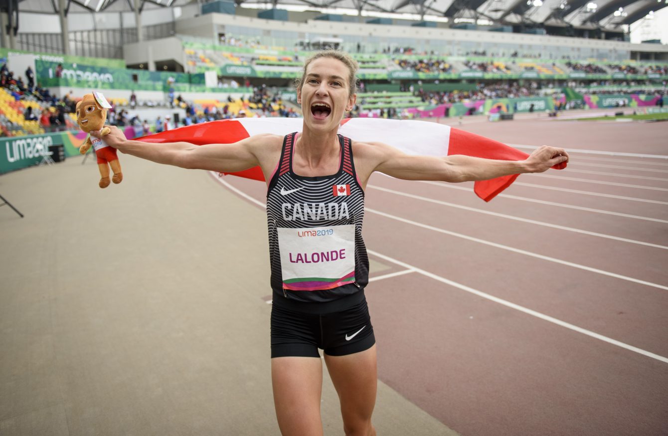Geneviève Lalonde a remporté l'or et enregistré un nouveau record panaméricain au 3000 m steeple aux Jeux panaméricains de Lima, au Pérou, le 10 août 2019. Photo : Christopher Morris/COC