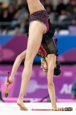 LIMA, Peru - Team Canada's Natalie Garcia competes in rhythmic gymnastics at the Lima 2019 Pan American Games on August 03, 2019. Photo by David Jackson/COC