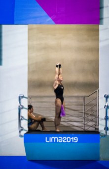 Équipe Canada Caeli McKay plongeon Lima 2019 Caeli McKay, du Canada, participe à la finale du 10 m féminin à Lima 2019