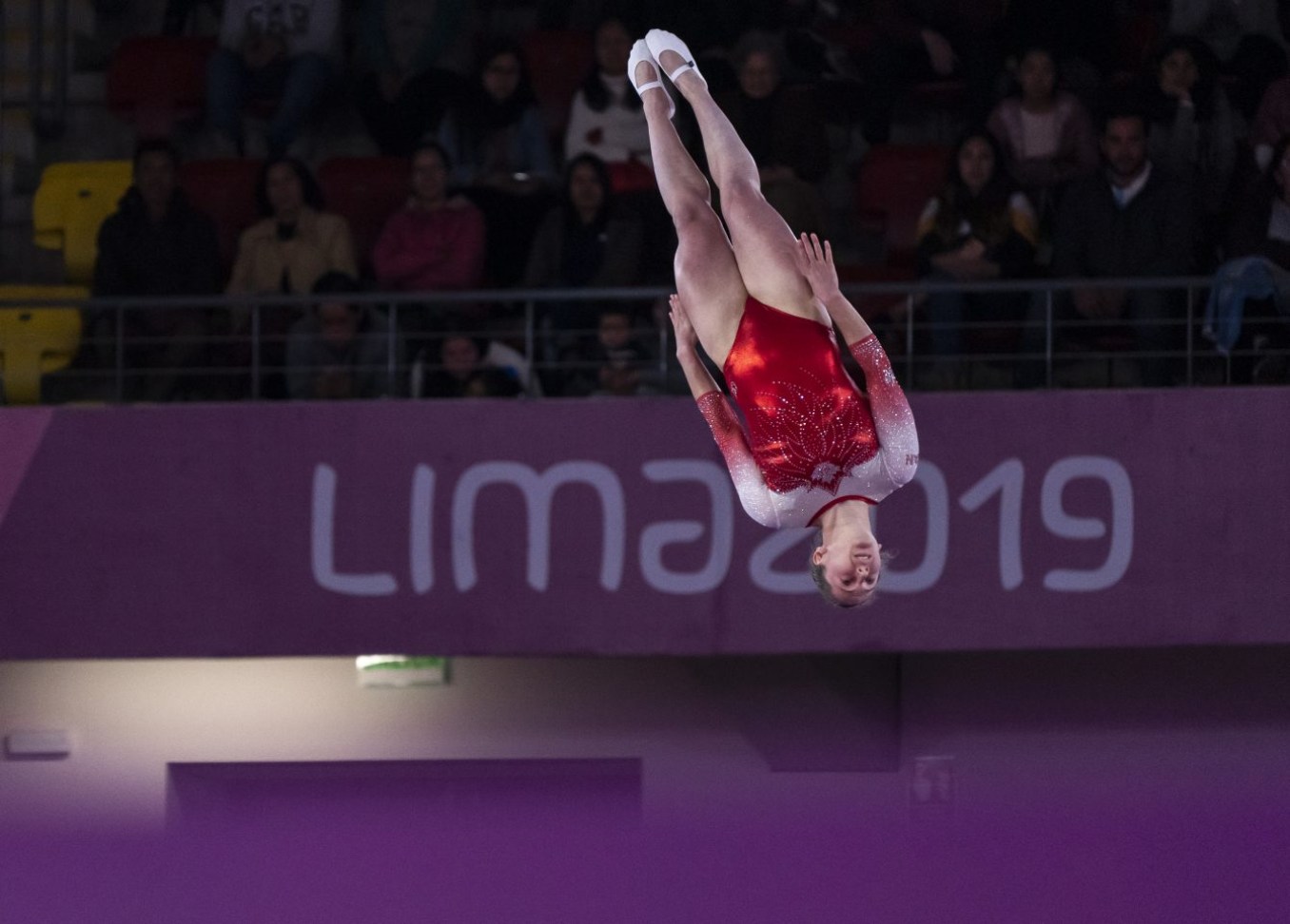 DAJ_20190805_133 Samantha Smith lors de la finale du trampoline aux Jeux panaméricains de Lima, au Pérou, le 5 août 2019. Photo : David Jackson/COC