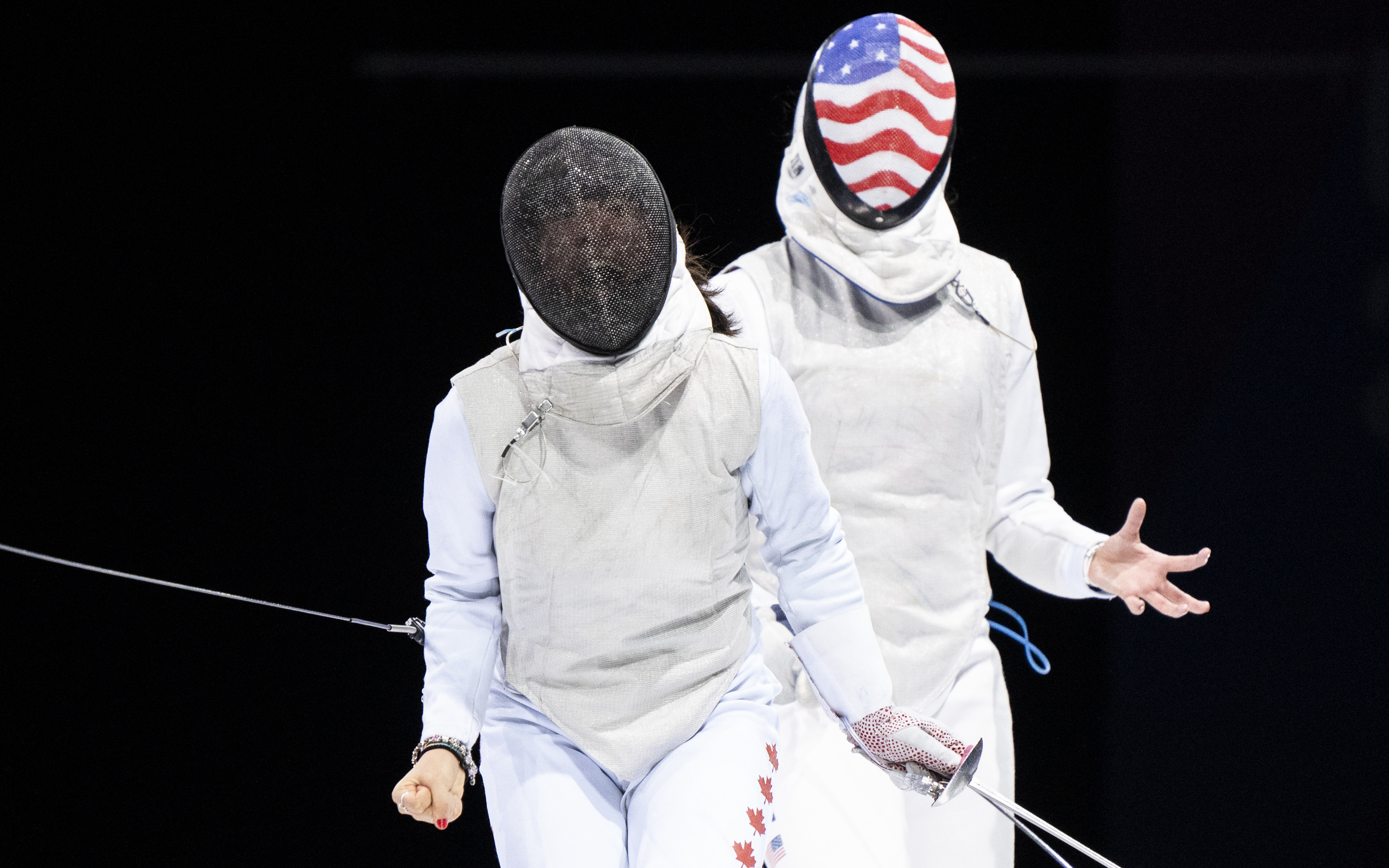 LIMA, Peru - Jessica Guo if Canada competes against the United States in womenÕs foil team at the Pan American Games on August 08, 2019. Photo by David Jackson/COC