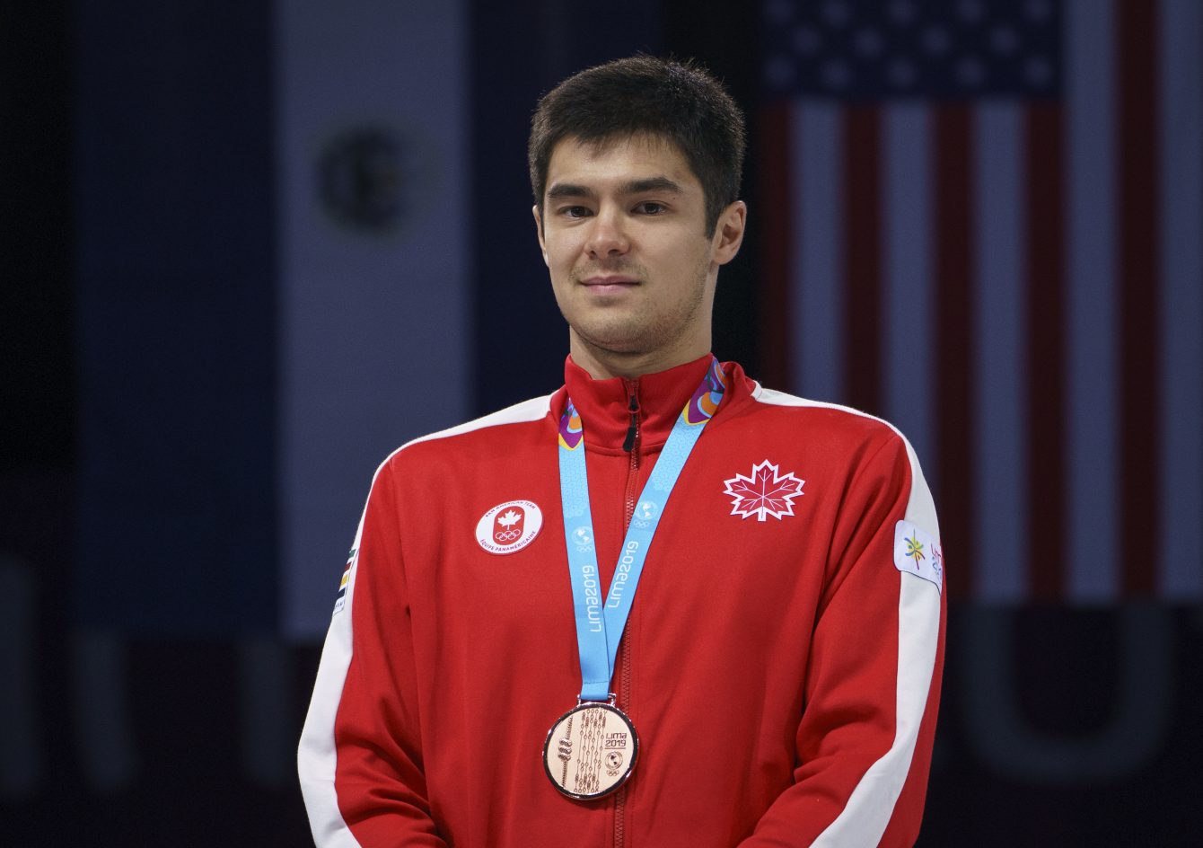 Maxillien Van Haaste a remporté le bronze à l'épreuve du sabre, en escrime, aux Jeux panaméricains de Lima, au Pérou, le 6 août 2019. Photo : Dave Holland/COC