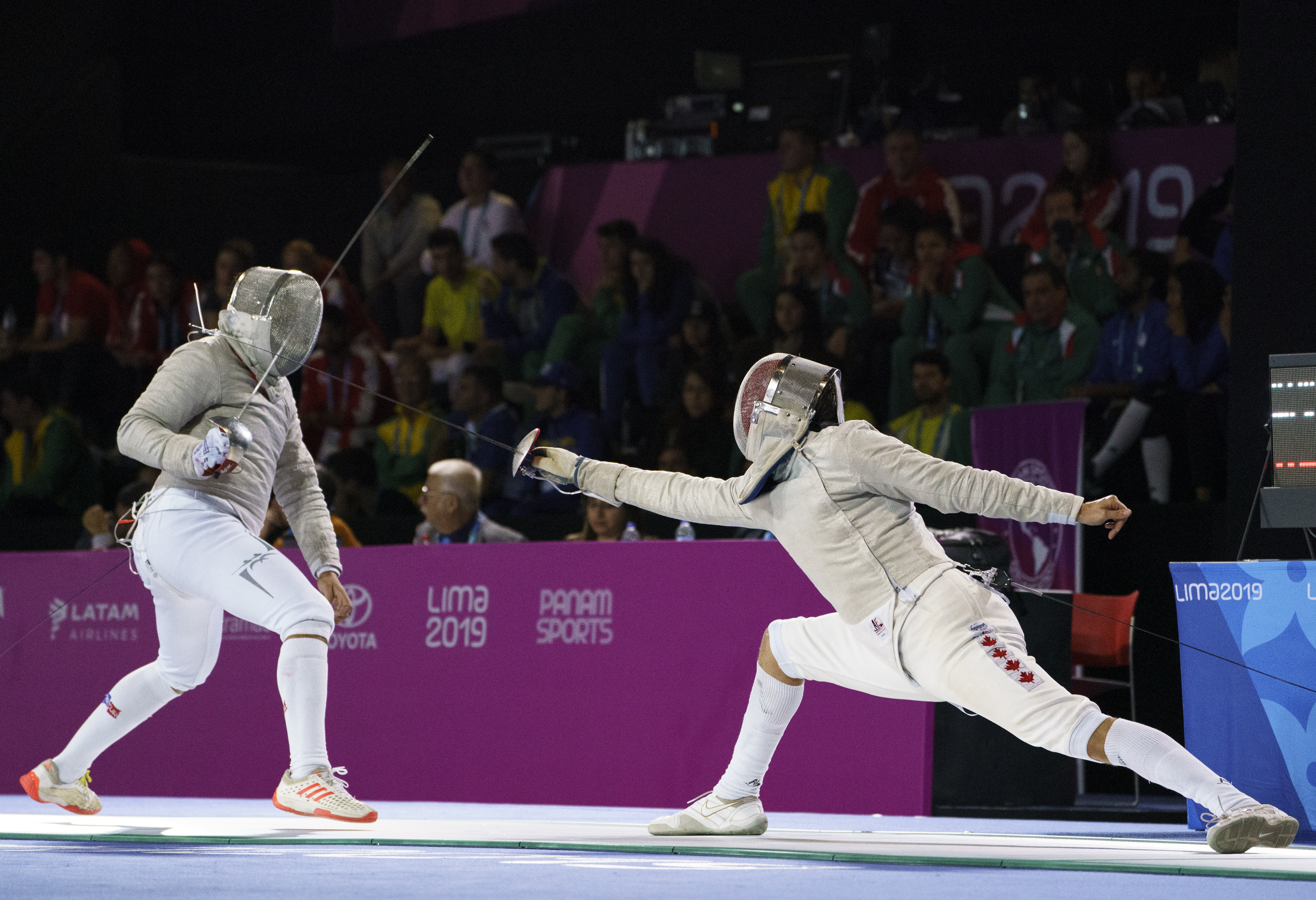 Shaul Gordon pendant l'épreuve du sabre à Lima 2019